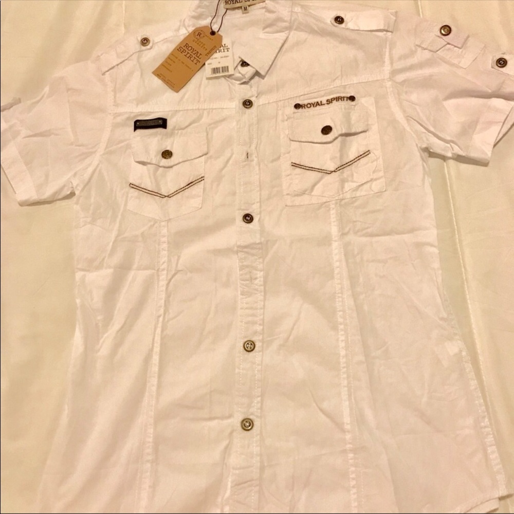ROYAL SPIRIT Cotton Mens Short Sleeve Shirts